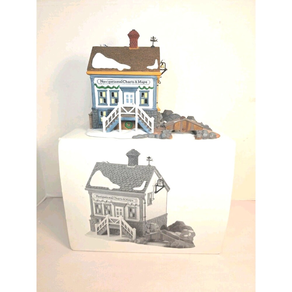Dept 56 New England Village Series Navigational Charts & Maps Damaged READ 1996